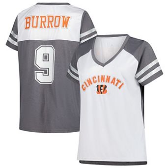 Women's Fanatics Joe Burrow White Cincinnati Bengals Plus Size Bling Raglan V-Neck T-Shirt
