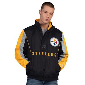 Men's Starter Black Pittsburgh Steelers Thursday Night Gridiron Half-Zip Jacket