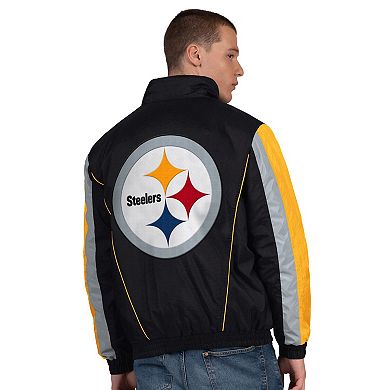 Men's Starter Black Pittsburgh Steelers Thursday Night Gridiron Half-Zip Jacket