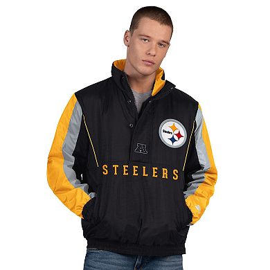 Men's Starter Black Pittsburgh Steelers Thursday Night Gridiron Half-Zip Jacket