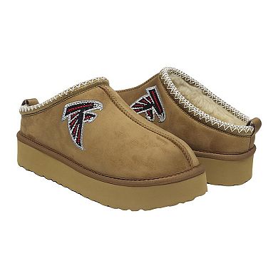Women's Cuce Tan Atlanta Falcons Chestnut Slip On Boots with Crystal Logo