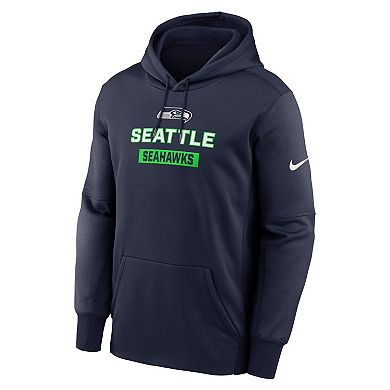 Men's Nike College Navy Seattle Seahawks Toss Sweep Performance Pullover Hoodie