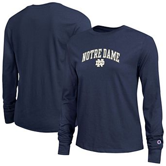 Women's Champion Navy Notre Dame Fighting Irish Arch Over Logo Long Sleeve T-Shirt