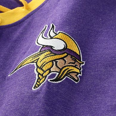 Women's New Era Purple Minnesota Vikings Plus Size Throwback Lace-Up Long Sleeve T-Shirt