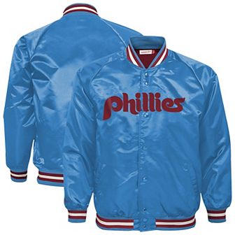 Youth Mitchell & Ness Light Blue Philadelphia Phillies Cooperstown Collection Raglan Satin Full-Snap Jacket