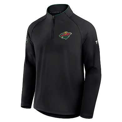 Men's Fanatics Black Minnesota Wild Authentic Pro Rink Training Quarter-Zip Pullover