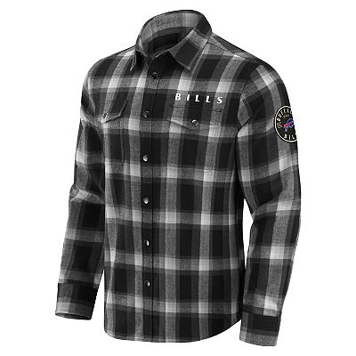 bills dress shirt Men's Darius Rucker Collection by Fanatics Gray Buffalo Bills Micro Corduroy Plaid Button Up Shirt Size: Medium