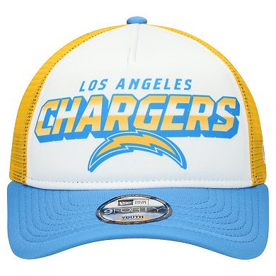 Youth New Era White/Powder Blue Los Angeles Chargers Streak 9FORTY A-Frame Adjustable Hat