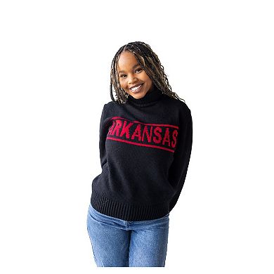 Women's Gameday Social Black Arkansas Razorbacks Chenille Turtleneck Sweater