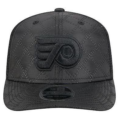 Men's New Era Black Philadelphia Flyers Quilted Nylon 9SEVENTY Adjustable Trucker Hat