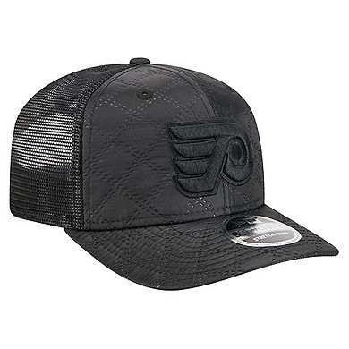 Men's New Era Black Philadelphia Flyers Quilted Nylon 9SEVENTY Adjustable Trucker Hat