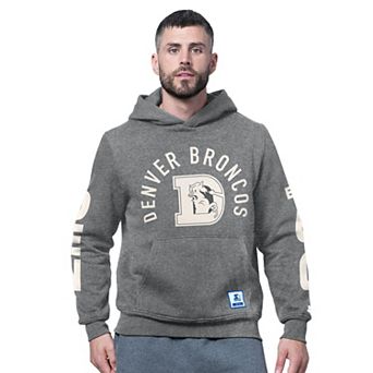 Men's Starter Charcoal Denver Broncos Handoff Vintage Logo Fleece Hoodie Sweatshirt