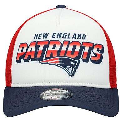 Youth New Era White/Navy New England Patriots Streak 9FORTY A-Frame Adjustable Hat