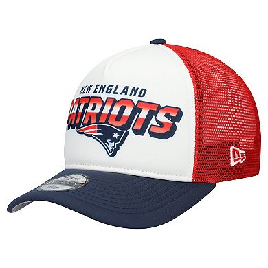 Youth New Era White/Navy New England Patriots Streak 9FORTY A-Frame Adjustable Hat