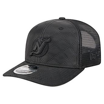 Men's New Era Black New Jersey Devils Quilted Nylon 9SEVENTY Adjustable Trucker Hat