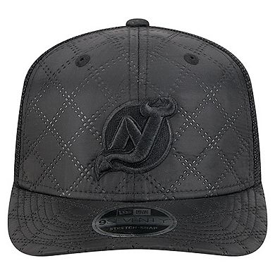 Men's New Era Black New Jersey Devils Quilted Nylon 9SEVENTY Adjustable Trucker Hat