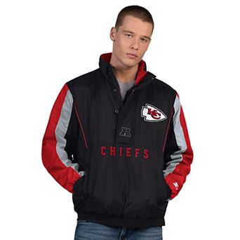 Men's Starter Black Kansas City Chiefs Thursday Night Gridiron Half-Zip Jacket