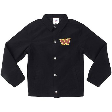 Youth Wes & Willy Black Washington Commanders T Buck's Full-Snap Coaching Jacket