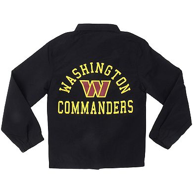 Youth Wes & Willy Black Washington Commanders T Buck's Full-Snap Coaching Jacket