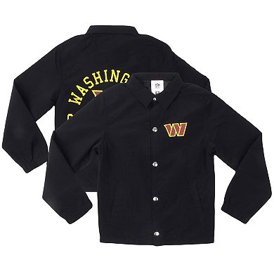 Youth Wes & Willy Black Washington Commanders T Buck's Full-Snap Coaching Jacket