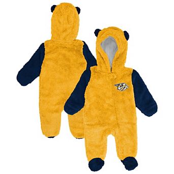 Infant & Newborn Outerstuff Gold Nashville Predators Stay Napping Fleece Bunting Full-Zip Sleeper