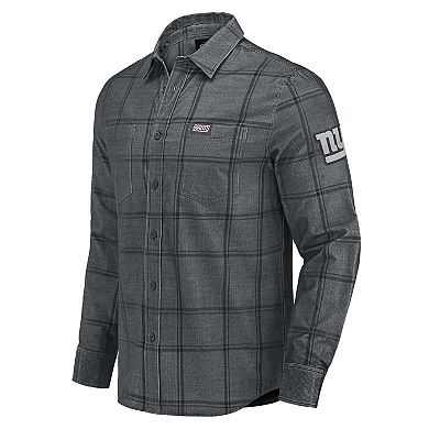 Men's Darius Rucker Collection by Fanatics Gray New York Giants Micro Corduroy Plaid Button Up Shirt