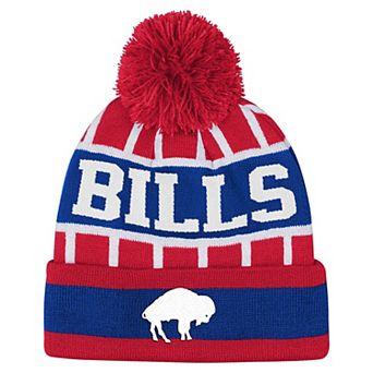 Youth Outerstuff Red Buffalo Bills Go Fast Cuffed Knit Hat with Pom