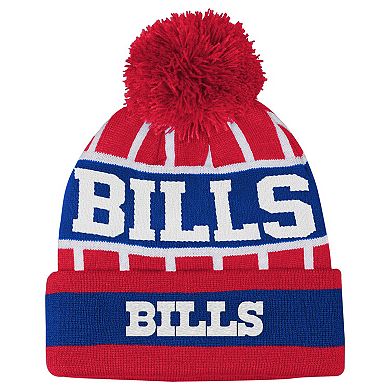 Youth Outerstuff Red Buffalo Bills Go Fast Cuffed Knit Hat with Pom