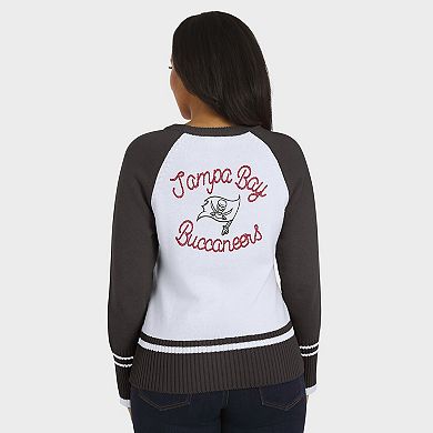 Women's WEAR by Erin Andrews White/Pewter Tampa Bay Buccaneers Colorblock Raglan Sweater