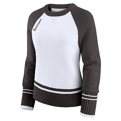 Women's WEAR by Erin Andrews White/Pewter Tampa Bay Buccaneers Colorblock Raglan Sweater