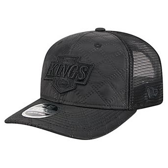 Men's New Era Black Los Angeles Kings Quilted Nylon 9SEVENTY Adjustable Trucker Hat