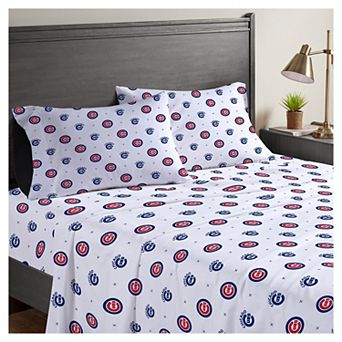 Pegasus Chicago Cubs Four-Piece Queen Sheet Set