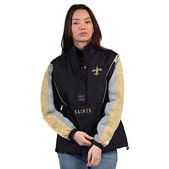 Women's Starter Black/Gold New Orleans Saints Thursday Night Gridiron Half-Zip Jacket