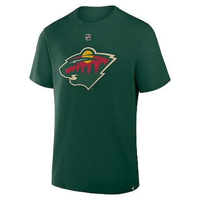 Men's Fanatics Kirill Kaprizov Green Minnesota Wild Authentic Stack Name & Number T-Shirt