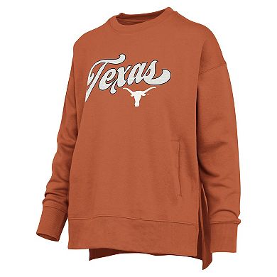 Women's Pressbox Burnt Orange Texas Longhorns Bonanza Chenille Harper Script Sweatshirt