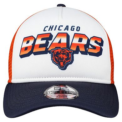 Youth New Era White/Navy Chicago Bears Streak 9FORTY A-Frame Adjustable Hat