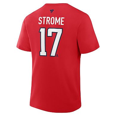 Men's Fanatics Dylan Strome Red Washington Capitals Authentic Stack Name & Number T-Shirt