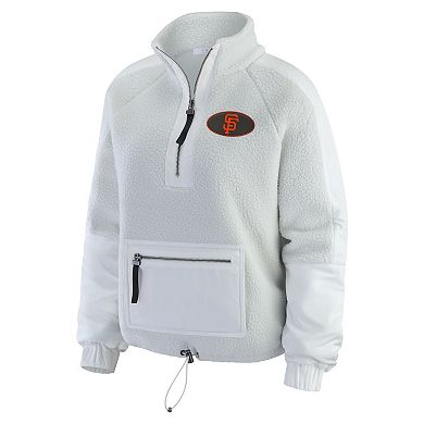 Women's WEAR by Erin Andrews Gray San Francisco Giants Polar Fleece Quarter-Zip Jacket