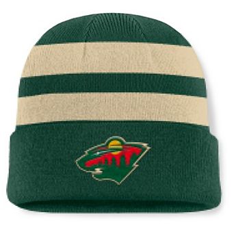 Men's Fanatics Green/Cream Minnesota Wild Fundamental Swipe Stripe Cuffed Knit Hat