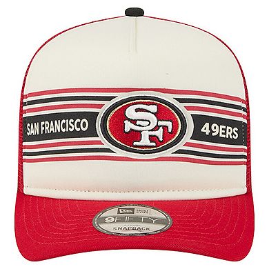 Youth New Era Cream/Scarlet San Francisco 49ers Banner 9FIFTY A-Frame Adjustable Trucker Hat
