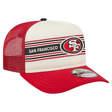 Youth New Era Cream/Scarlet San Francisco 49ers Banner 9FIFTY A-Frame Adjustable Trucker Hat