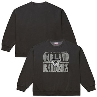 Men's Mitchell & Ness Black Oakland Raiders Downtown Crew Vintage Logo Sweatshirt