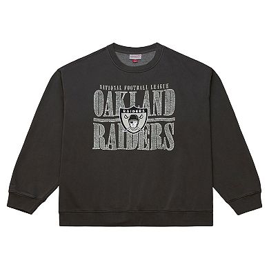 Men's Mitchell & Ness Black Oakland Raiders Downtown Crew Vintage Logo Sweatshirt