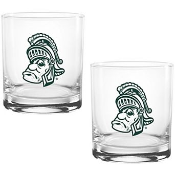 Michigan State Spartans Two Pack 14oz. Vault Sketch Rocks Glass Set
