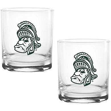 Michigan State Spartans Two Pack 14oz. Vault Sketch Rocks Glass Set