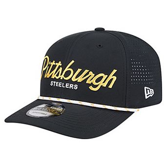 Men's New Era Black Pittsburgh Steelers Script 9SEVENTY Adjustable Hat