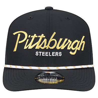 Men's New Era Black Pittsburgh Steelers Script 9SEVENTY Adjustable Hat