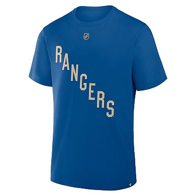 Men's Fanatics Alexis Lafreniere Blue New York Rangers Authentic Stack Name & Number T-Shirt