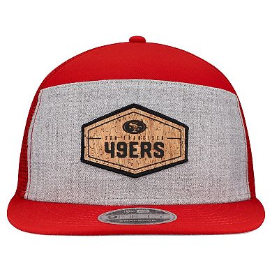 Men's New Era Gray/Scarlet San Francisco 49ers Cork Split Panel 9FIFTY Trucker Snapback Hat