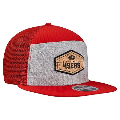 Men's New Era Gray/Scarlet San Francisco 49ers Cork Split Panel 9FIFTY Trucker Snapback Hat